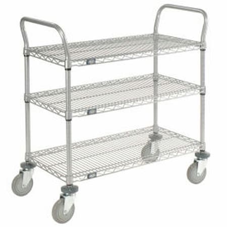 Global Equipment Nexel    Utility Cart, 3 Shelf, Nexelate    , 48"L x 24"W x 42"H, Pneumatic Casters 2448N3EP